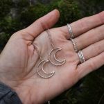 Crescent Moon minimal Necklace Earrings 2